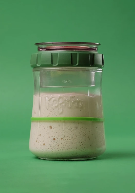 Szklany fermentator Kefirko 900 ml z nakrętką w zielonym kolorze, słoik do hodowania zakwasu chlebowego i innych fermentowanych produktów w domu