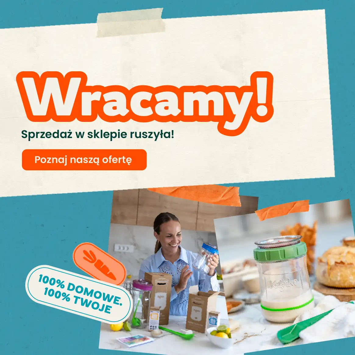 baner z napisem "wracamy" i cta "poznaj naszą ofertę"