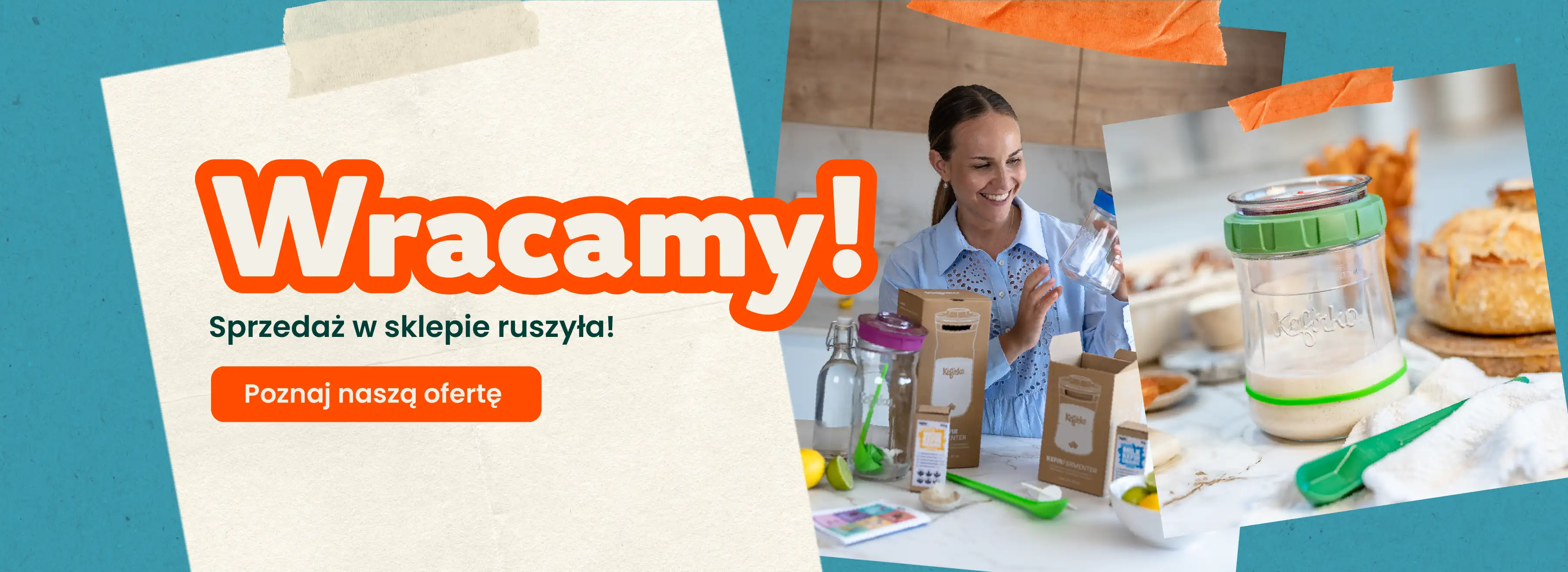 baner z napisem "wracamy" i cta "poznaj naszą ofertę"